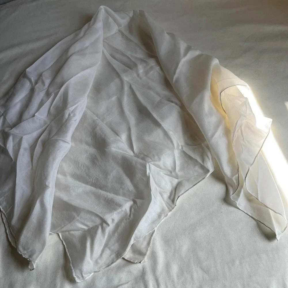 Vintage Ivory Hand Rolled Silk Blend Scarf Made in Japan 30x35
